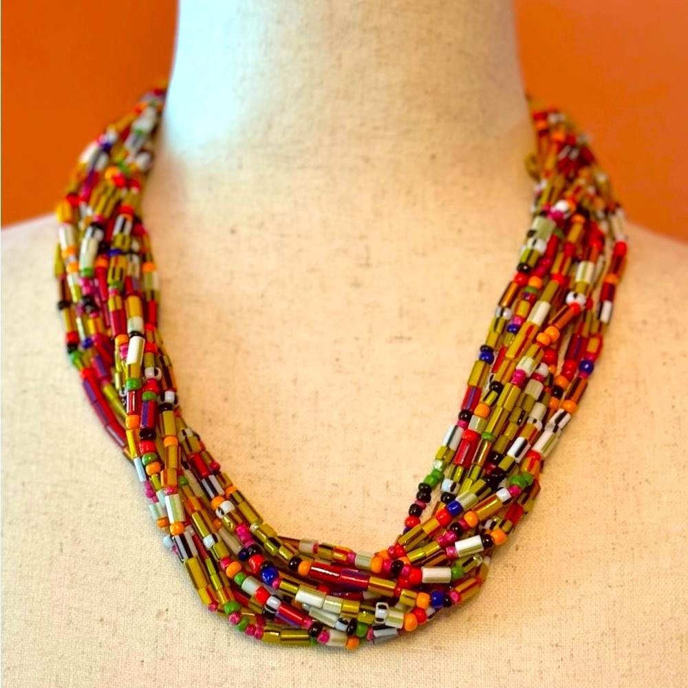 Natasha Couture Glass Beaded Multi-Strand Necklace